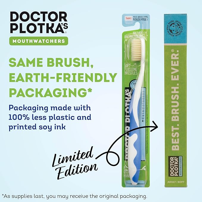 MOUTHWATCHERS Dr Plotkas Soft Bristle Flossing Toothbrush Manual Soft Toothbrush for Adults, Ultra Clean, Good for Sensitive Teeth and Gums, Variety 4 Pack, Colors May Vary