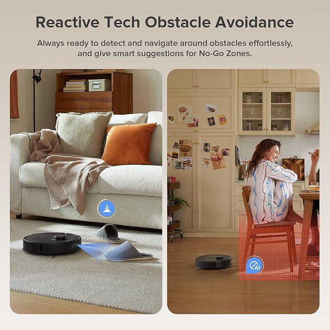 roborock Qrevo Series Robot Vacuum and Mop, 8000Pa Suction, Upgraded from Qrevo S, Anti-Tangle Brushes, Smart Obstacle Avoidance, Auto Mop Washing, All-in-One Dock, 200RPM Spinning Mops, Black(QV 35A)