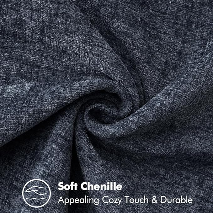 MIULEE Pack of 2 Couch Throw Pillow Covers 20x20 Inch Dark Blue Farmhouse Decorative Pillow Covers with Stitched Edge Soft Chenille Solid Dyed Spring Pillow Covers for Sofa Bed Living Room