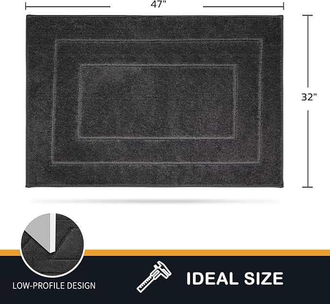 PURRUGS Dirt Trapping Door Mat 32" x 47", Non-Slip/Skid Machine Washable Entryway Rug, Dog Doormat, Super Absorbent Welcome Mat for Muddy Wet Shoes and Paws, Charcoal