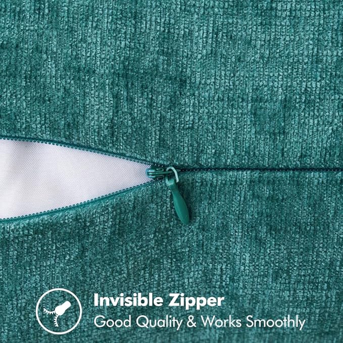 MIULEE Pack of 2 Couch Throw Pillow Covers 20x20 Inch Teal Farmhouse Decorative Pillow Covers with Stitched Edge Soft Chenille Solid Dyed Spring Pillow Covers for Sofa Bed Living Room