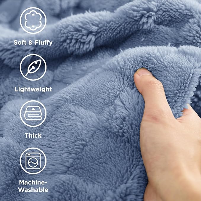 Bedsure GentleSoft King Size Blanket for Bed - Super Soft Cozy Blankets for Women Men Girls, Large Fuzzy Fleece Throw for Bedroom Decor, Ashley Blue,108x90 Inches
