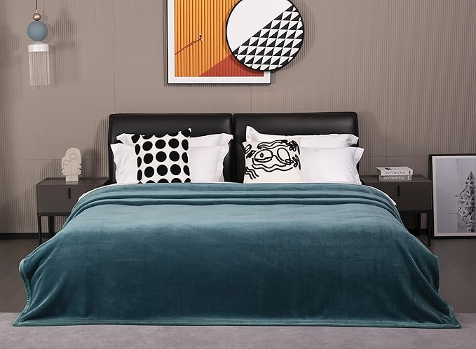 Mellowdy Extra Thick Hearty Plush Flannel Blanket (Deep Turquoise, 60x80) - 500GSM Twin Size Warm Blanket for Winter, Fall | Soft, Fluffy, Cuddly, Perfect for Bed, Oversized Throw for Couch, Sofa