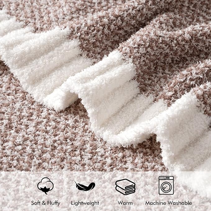 MIULEE Super Soft Throw Blanket for Couch, Taupe Cozy Fluffy Warm Blankets Lightweight Knit Throw Blankets for Sofa, Bed, Chair, Living Room, Camping, Picnic, 60 x 80 inch