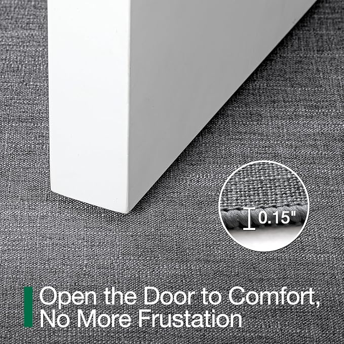 LUMI Ultra Thin Door Mat for Entryway, Low Profile Non Slip Rubber Backing Indoor Doormat, Easy Clean Welcome Entrance Mat for Inside House, Patio, Dark Grey 24"x36"