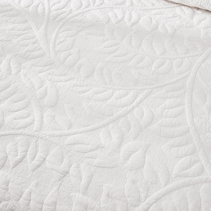 MarCielo 3-Piece 100% Cotton Oversized Bedspread Lightweight Quilt Coverlet Embroidery Farmhouse Bedding Set T0 (Bright White, Oversized King (118"x106"))