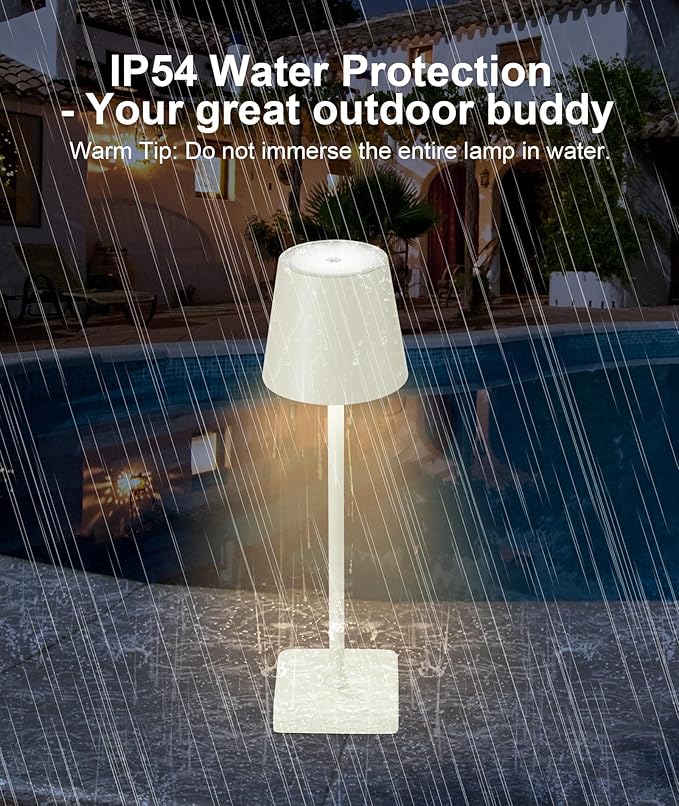 HASUN 2 Pack Cordless Table Lamp, Portable LED Desk Lamp, 5200mAh Battery Operated Lights, 3 Color Stepless Dimming Up, Night Light for Bedroom/Date/Bars/Cafe/Camping (Cream 2Pack)