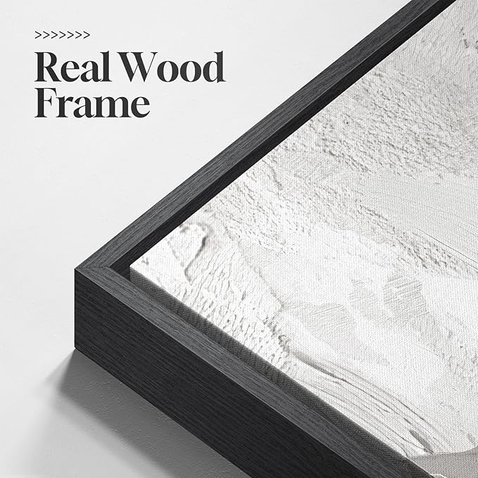 Framed Black and White Abstract Canvas Wall Art, Large Modern Art Prints Paintings Artwork for Walls, Minimalist Gray Pictures for Living Room Bedroom Dining Room Office Bathroom Wall Decor 24x36 In