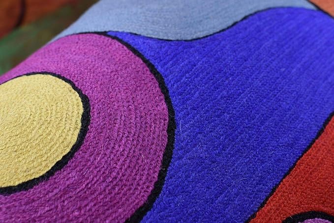 Lumbar Kandinsky Abstract Pillow Cover - Soul VI Modern Throw Pillowcase Modern Chair Cushion Contemporary Pillowsham Farmhouse Couch Cushions Hand Embroidered Wool Size 14x20