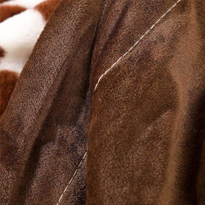 RYNGHIPY Cow Print Blanket for Sofa Couch Double Sided Flannel Animal Design Brown Throw Blanket (Brown, 63''x79'')