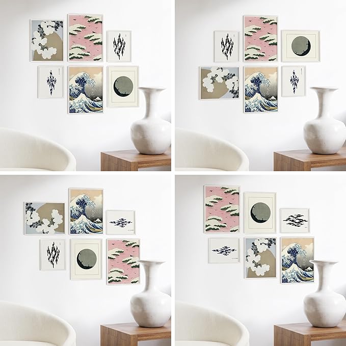 HAUS AND HUES White Frames for Gallery Wall - Set of 6 Picture Collage Frames for Wall, picture Frame Sets for Wall Collage, Gallery Wall Frame Set (Two 8x10, Two 11x14, Two 12x16 Framed White)