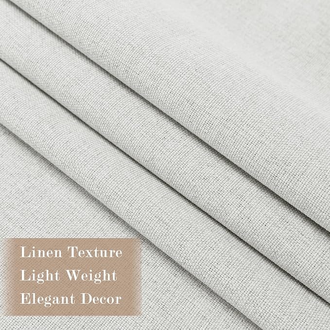 100% Blackout Linen Textured Drapes for Bedroom Pinch Pleated Curtains for Track System Portable Drapery for Sliding Glass Door/Storage/Space Room Divider, 70" Wx84 L, 1 PC, Greyish White
