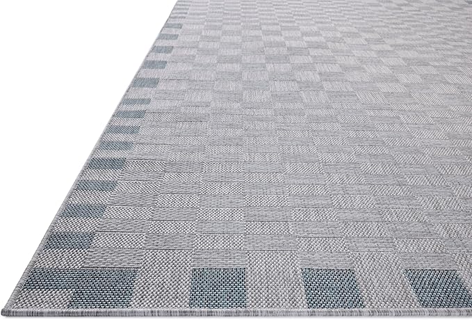 Loloi Amber Lewis Topanga Collection TOP-07 Silver/Blue 3'-11" x 5'-11" Indoor/Outdoor Accent Rug