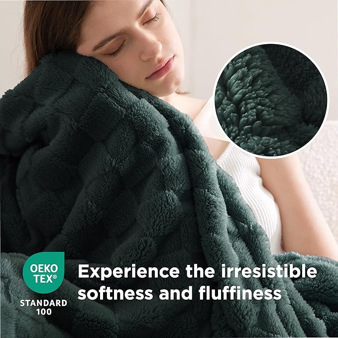 Bedsure GentleSoft Twin Blanket for Bed Dark Green - Super Soft Cozy Blankets for Women Men Girls, Cute Fuzzy Fleece Throws for Bedroom Couch, 60x80 Inches