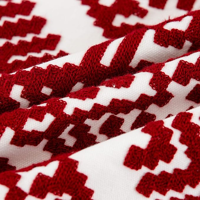 HWY 50 Red Decorative Throw Pillow Covers 18x18 Inch, Pack of 2 Embroidered Cotton Farmhouse Cushion Cover Pillow Case for Sofa Couch Living Room Bed Bedroon, Diamond Design