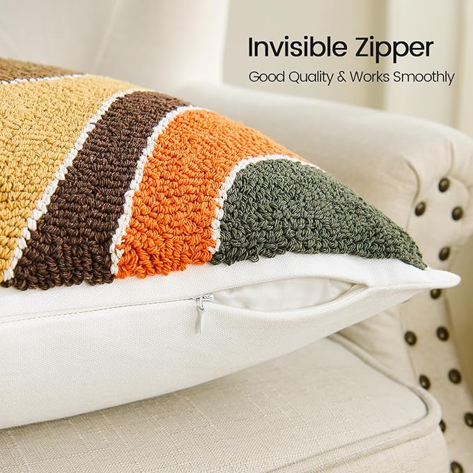 HOdo Home 2PCS 18x18 Pillow Covers-Throw Pillow Cover,Tufted Boho Jacquard Pillow Covers,Farmhouse Decorative Pillow Cover,Pillow Cases for Couch,Sofa,Bed,Chair,Living Room,Home Decor