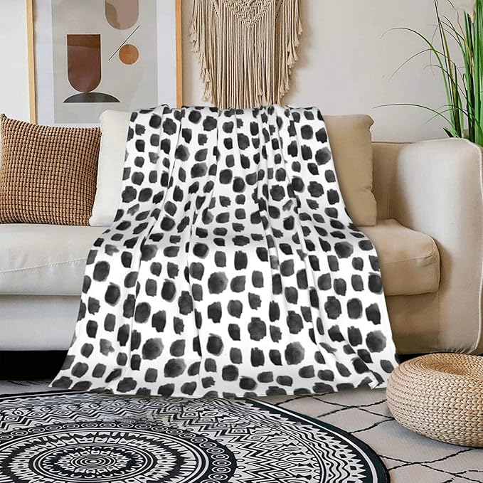 HGOD DESIGNS Watercolor Polka Dot Flannel Fleece Bed Blanket Throw Blanket Lightweight Cozy Plush Blanket for Bedroom Living Rooms Sofa Couch 40"x50"