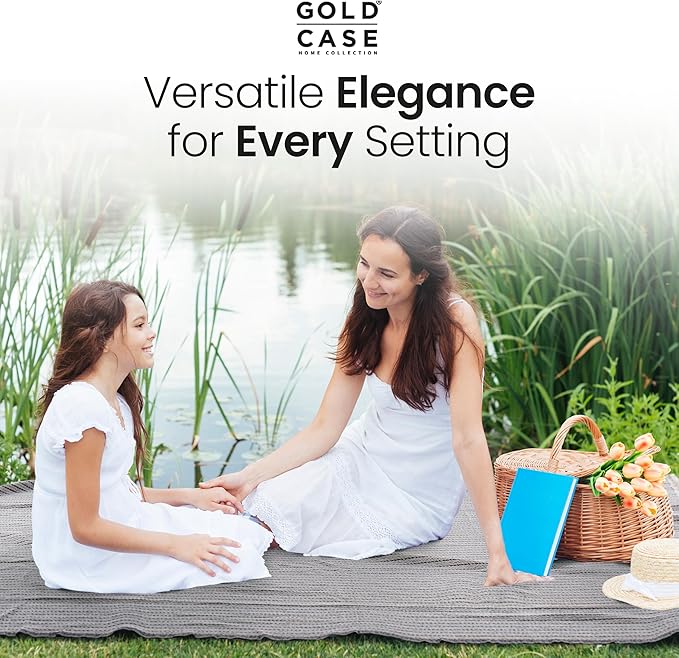 Gold Case Throw Blanket for Couch – 100% Recycled Turkish Cotton Blankets & Throws – Elegant Decorative Throw Blankets for Living Room Sofa – Woven Throws for Couch – Vintage Mustard – 50x60