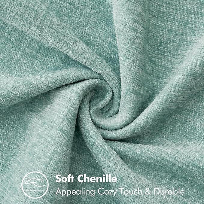 MIULEE Pack of 2 Couch Throw Pillow Covers 18x18 Inch Coastal Aqua Blue Farmhouse Decorative Pillow Covers with Stitched Edge Soft Chenille Solid Dyed Spring Pillow Covers for Sofa Bed Living Room