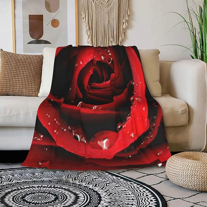 HGOD DESIGNS Red Rose Throw Blanket Ultra Soft Warm All Season Rose Decorative Fleece Blankets for Bed Chair Car Sofa Couch Bedroom 40"X50"