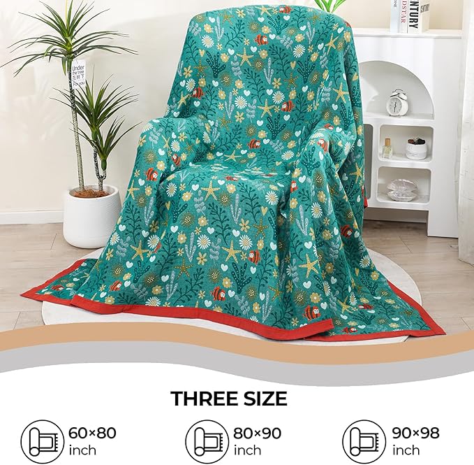 Boho Throw Blanket 90''x98'',100% Cotton Blankets for Couch Bed,Cotton Quilt Travel Muslin Blankets Farmhouse Home Decor Soft Lightweight Picnic Blanket