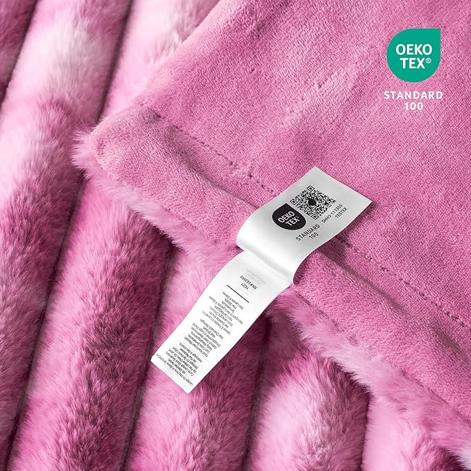 Cozy Bliss Faux Fur Throw Blanket for Couch, Cozy Warm Plush Striped Blanket for Sofa Bedroom Living Room,50 * 60 Inches Tie-dye Pink