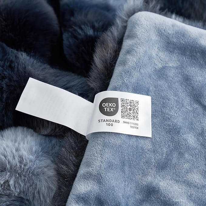 Cozy Bliss Faux Fur Throw Blanket for Couch, Fuzzy Soft Plush Thick Bubble Blanket for Sofa Bedroom Living Room, 90 * 90 Inches Tie Dye Blue