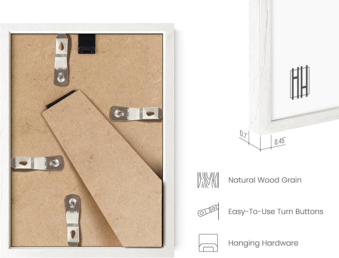 Haus and Hues 4x6 Picture Frame Wood - Set of 9 Natural Wood Frame 4x6, White Photo Frame 4x6 for Walls, 4x6 Wood Picture Frame, 4 by 6 Picture Frame, 4x6 Frames for Pictures (Standalone White Oak Frame)