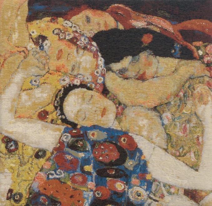 C Charlotte Home Furnishings Inc Virgin Faces Belgian Cushion Cover | Pure Cotton Decorative Cushion Case | Cushion Cover for Indoor Use | 17x17 Inch Cushion Cover for Living Room I by Gustav Klimt