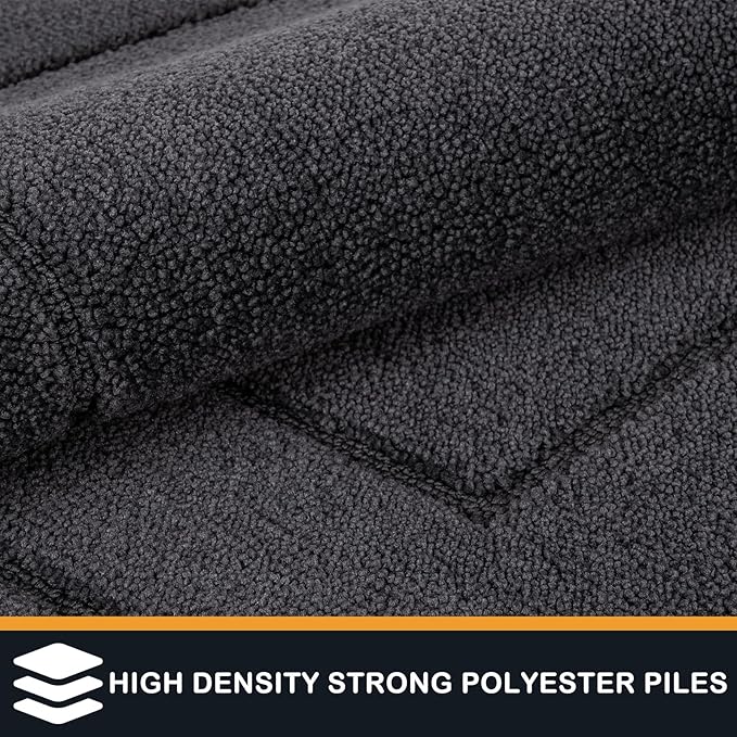 PURRUGS Dirt Trapping Door Mat 32" x 70", Non-Slip/Skid Machine Washable Entryway Rug, Dog Doormat, Super Absorbent Welcome Mat for Muddy Wet Shoes and Paws, Charcoal