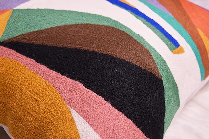 Kandinsky Balancement Decorative Pillow Cover Abstract Toss Pillows Farmhouse Chair Cushion Contemporary Pillow Mid-Century Chair Cushions Hand Embroidered Pillow Wool Size 18x18