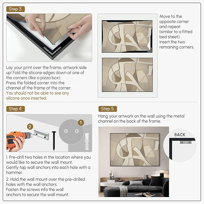 SIGNWIN 46"x72" Extra Large Framed Wall Art Neutral Abstract Geometric in Mid-Century Style, Retro-Inspired Design for Home Living Room Bedroom Decor (Frame Assembly Required)