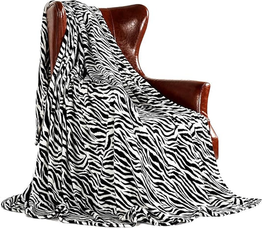 MERRYLIFE Throw Blanket for Couch Bed | Soft Decorative Ultra-Plush Colorful Blanket| Queen Size Travel Throws Oversized |(90" 90", Zebra)