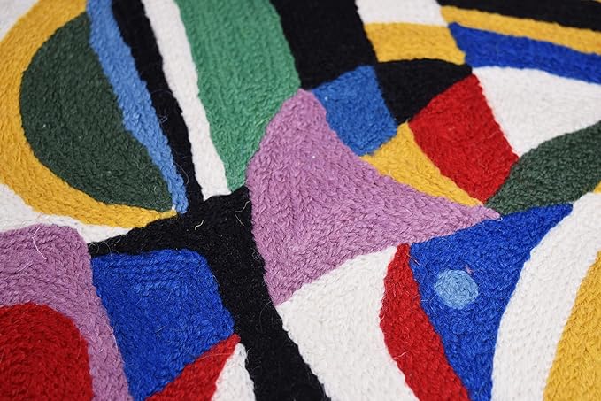 Kandinsky Impulse Modern Decorative Pillow Cover Black Abstract Toss Pillowcase Farmhouse Chair Cushion Contemporary Pillow Mid-Century Chair Cushions Hand Embroidered Pillow Wool Size 18x18