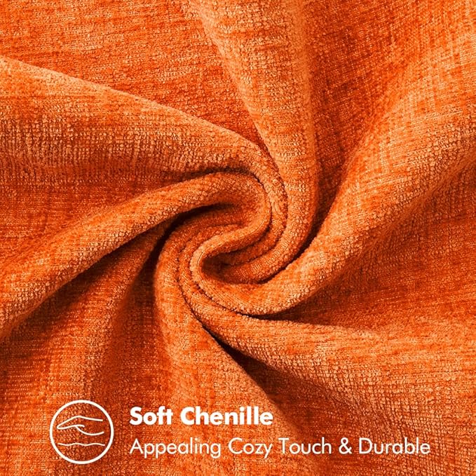 MIULEE Pack of 2 Fall Couch Throw Pillow Covers 20x20 Inch Bright Orange Farmhouse Decorative Pillow Covers with Stitched Edge Soft Chenille Solid Dyed Pillow Covers for Sofa Bed Living Room
