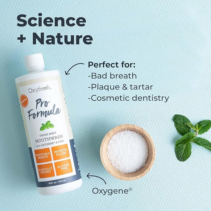 Oxyfresh Pro Formula Fresh Mint Mouthwash – Patented Zinc Mouthrinse for Fresh Breath & Healthy Gums | Dye, Fluoride & Alcohol Free Mouthwash (1 Gal Bottle)