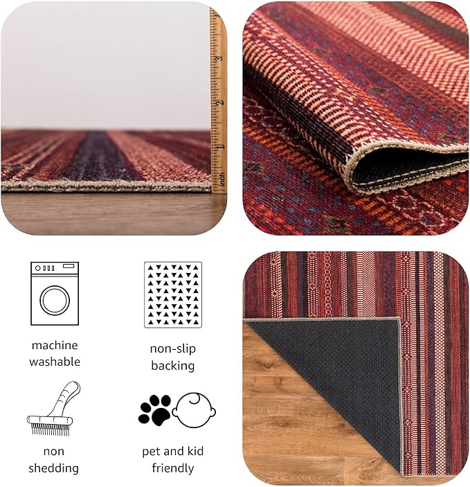 Keen Home Design 9x12 Rug - Machine Washable Area Rug with Non-Slip Backing, Ideal for Living Room, Dining Room, Bedroom - Vintage, Easy Clean, Durable, Low Pile Rug - (9' x 12')