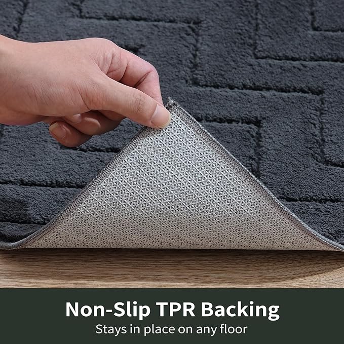 Stiio Dirt Trapper Door Mat 32x47 Inches, Front Doormat Indoor Outdoor Entrance Low Pile, All-Season, All-Weather Absorbent Entry Rug, Washable Non Slip Rug for Entryway, Dark Grey