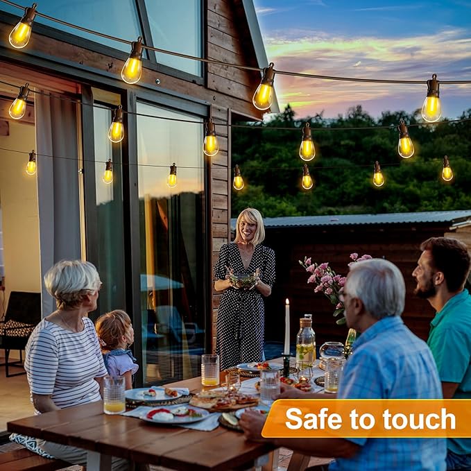 Outdoor String Lights Patio LED Light Outside - 30M 28+2 S14 LED with Remote Control 100ft Porch Lighting IP65 Waterproof
