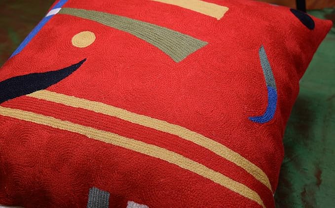 Kandinsky Abstract Pillow Cover - Red, 18x18, Modern, Abstract, Home Decor, Couch, Sofa, Bed, Chair, Loveseat, Living Room, Bedroom, Porch, Outdoors, Office