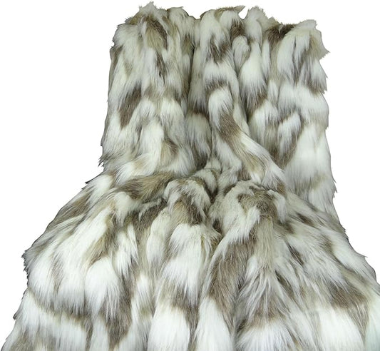 Ivory Faux Fur Throw Blanket & Bedspread - Tibet Fox Fur - Ivory Beige Luxury Faux Fur - Throw Blanket - Luxury Soft Faux Fur, Handmade in US, 16445