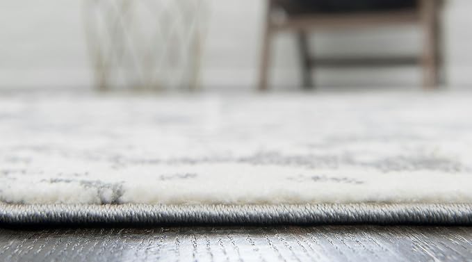 Unique Loom Rosso Collection Vintage, Geometric, Bohemian, Traditional, Distressed, Southwestern Area Rug, Rectangular 4' 0" x 6' 0", Light Gray/Ivory