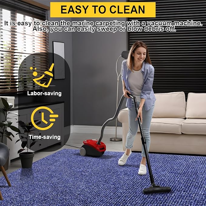 Marine Carpet,6 FT x 23 FT Deep Blue Indoor Outdoor Carpet 0.2" Thick Boat Carpet with Water-Proof TPE Backing, Non-Slide Outdoor Marine Carpet Roll for Home, Patio, Porch, Deck