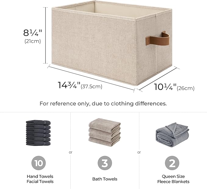 StorageWorks Storage Baskets for Shelves, Foldable Fabric Closet Storage Bins with Handles, Clothes Organizer Laundry Baskets, Brown & Beige, 3-Pack, Large