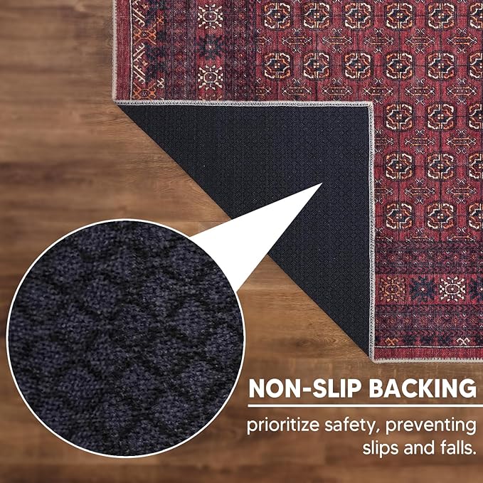 Keen Home Design 9x12 Rug - Machine Washable Area Rug with Non-Slip Backing, Ideal for Living Room, Dining Room, Bedroom - Vintage, Easy Clean, Durable, Low Pile Rug - (9' x 12')