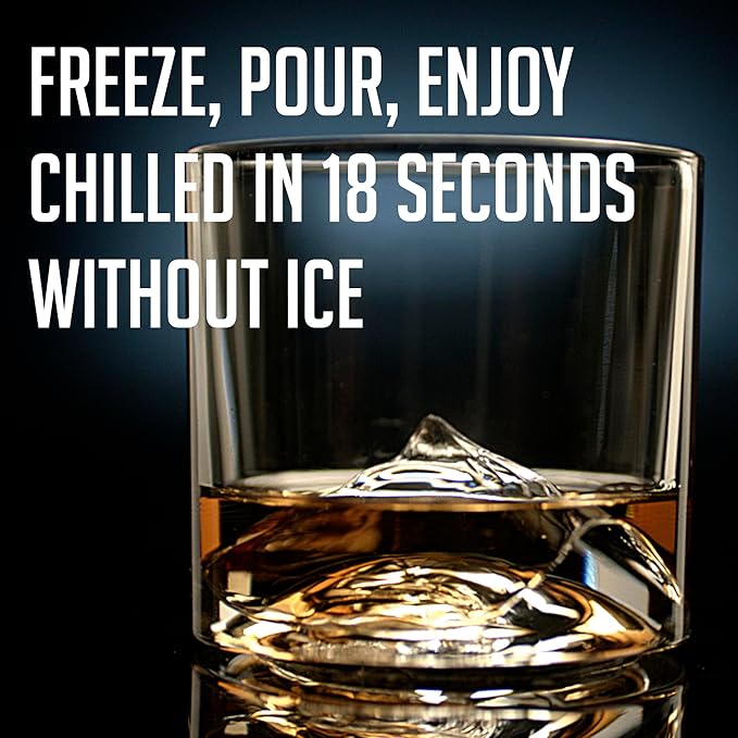Mount Everest Heavy Crystal Whiskey Glasses Gift Set of 2, Thick Freezable Bourbon Glass 1lb Each, Premium Whiskey Gifts for Men, Frozen Crystal Chills Cocktails, 10 oz
