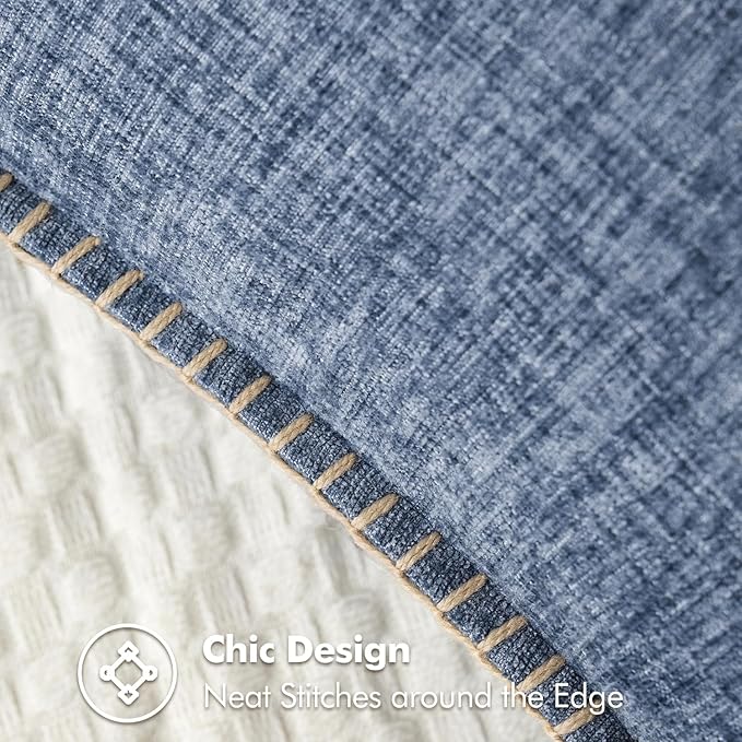 MIULEE Pack of 2 Couch Throw Pillow Covers 12x20 Inch Dark Grey Blue Farmhouse Decorative Pillow Covers with Stitched Edge Soft Chenille Solid Dyed Spring Pillow Covers for Sofa Bed Living Room