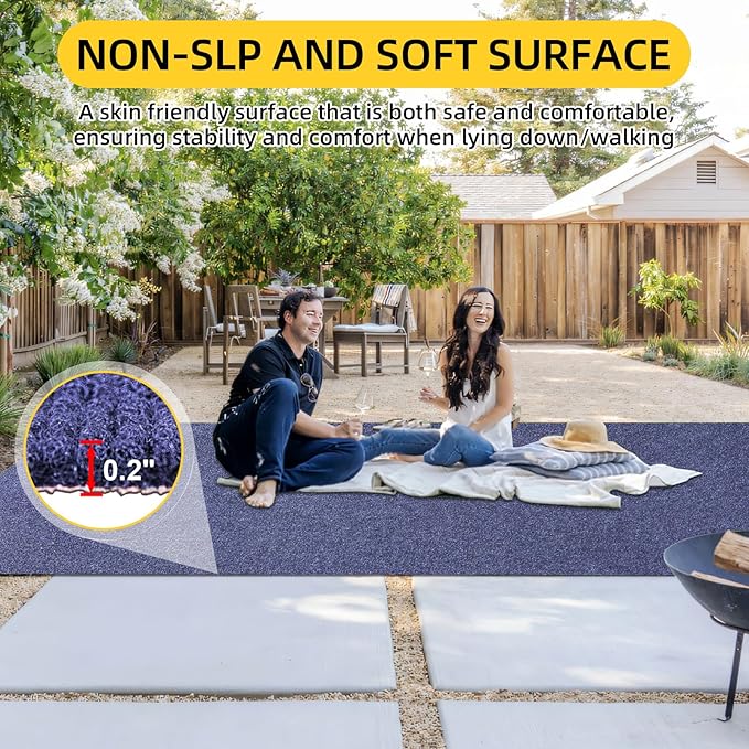Marine Carpet,5 FT x 10 FT Deep Blue Indoor Outdoor Carpet 0.2" Thick Boat Carpet with Water-Proof TPE Backing, Non-Slide Outdoor Marine Carpet Roll for Home, Patio, Porch, Deck