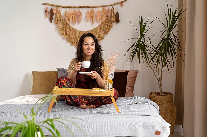 Gold Case Throw Blanket for Bed – 100% Recycled Turkish Cotton Bed Blanket – Decorative Throw Cotton Blankets for Living Room & Bedroom – Woven Twin Blankets - 71x90 - Grey