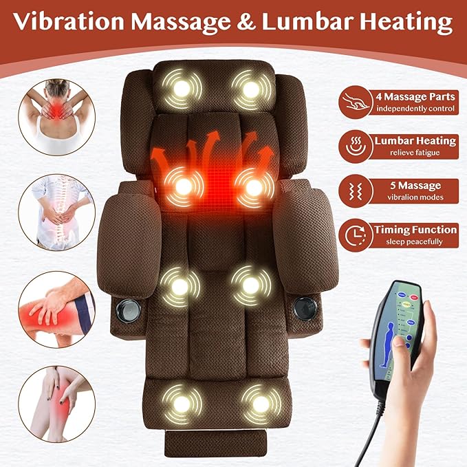 Three Motor Large-Wide Power Lift Chairs Recliners for Big and Tall Elderly, 180° Lay Flat Lift Chair, Infinite Position, Power Headrest, Heat & Vibration Massage (Plush Flannel, Deep Brown)